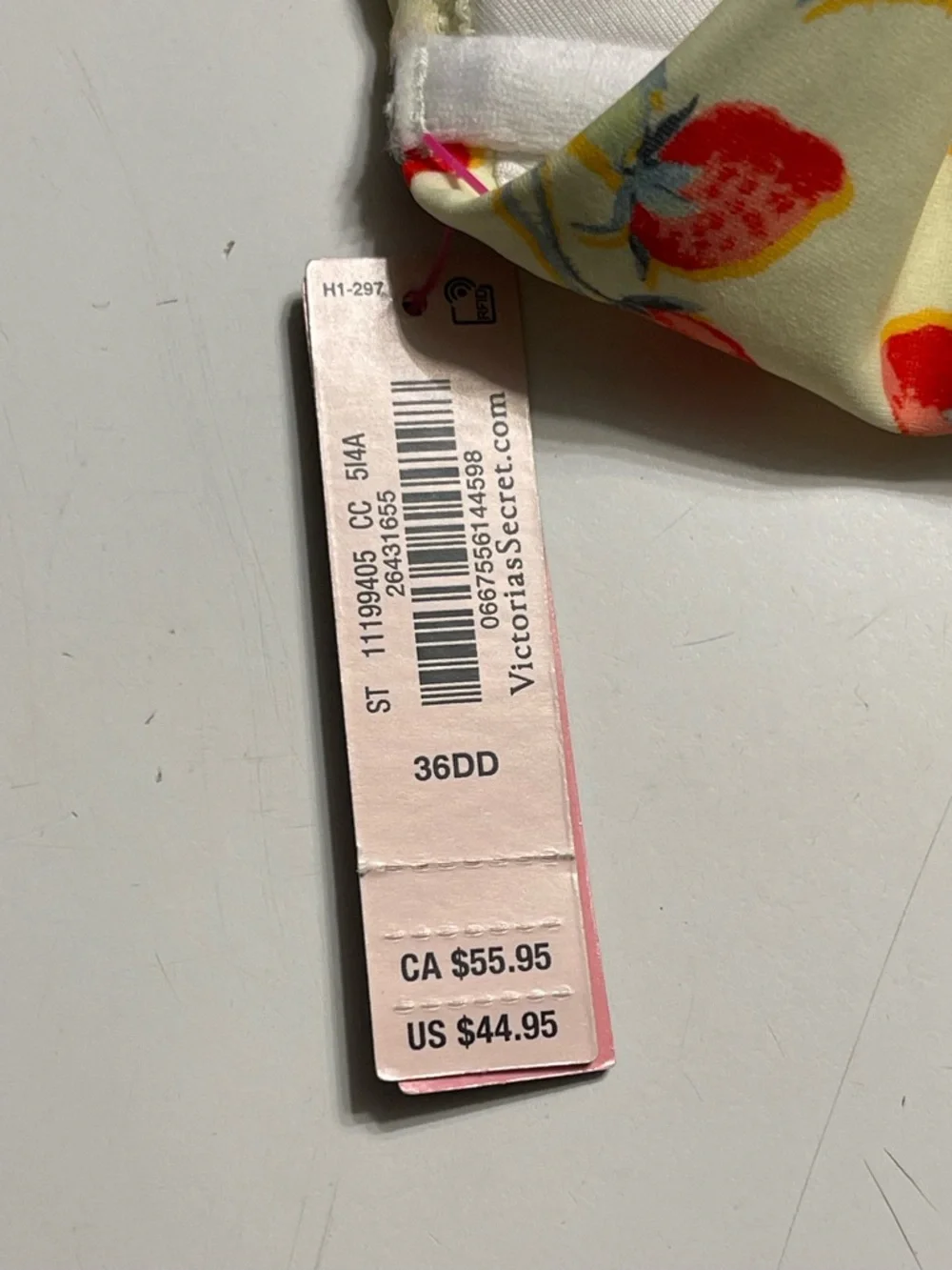 Victoria's Secret NWT 36DD Strawberry Floral Underwire Balconette Bikini Top - Picture 9 of 10